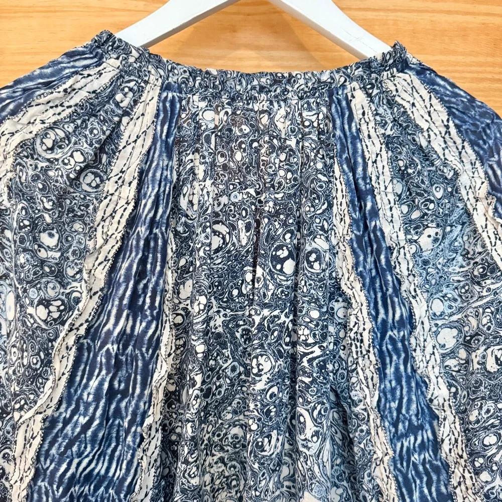 Ulla Johnson NEW Kana Indigo Ruffle Puff Sleeve Peasant Blouse Women’s size 6